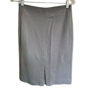 MM Lafleur Pencil Skirt Gray Sz 6 Lined Front Slit Career Classic Preppy